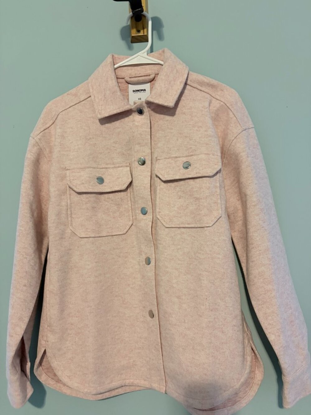 Sonoma Goods For Life Snap Front Shacket NWOT XS Blush Pink